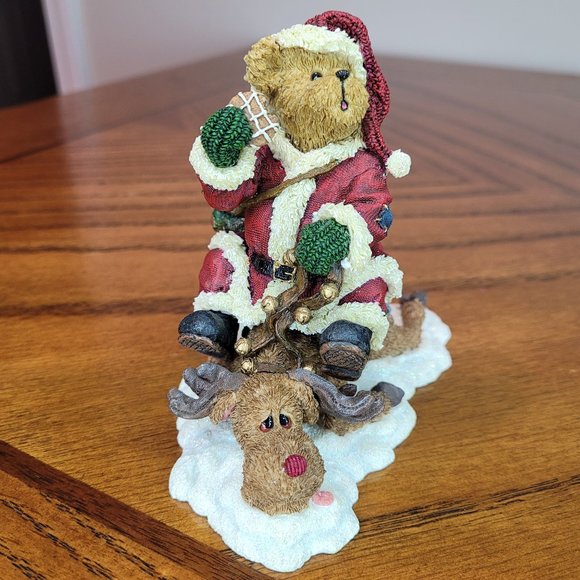 Boyds Bears Resin #228419 Jolly Ol' St. Pudgenick on Pancake "Heavy Load" - Picture 5 of 8